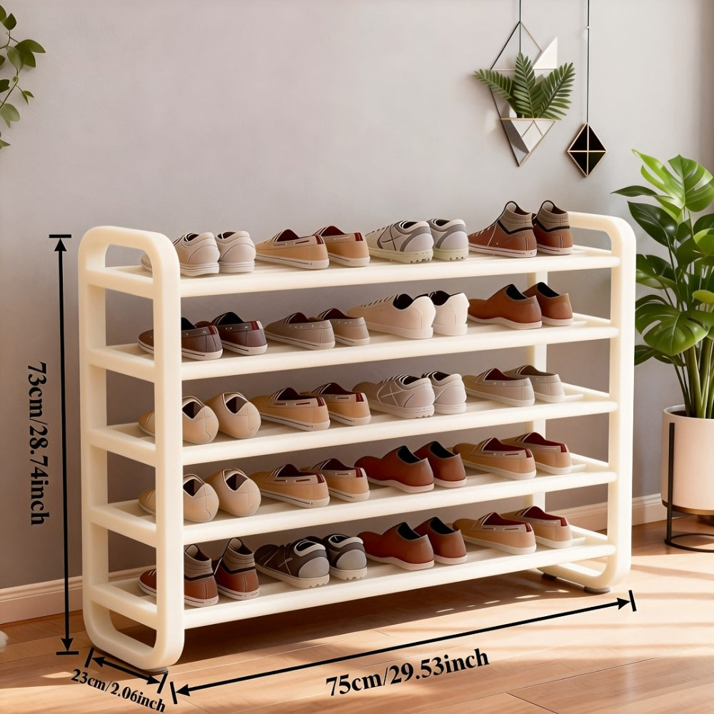 Shoe Rack 5-Tier Narrow Floor Organizer for Up to 18 Pairs in Black or White Tool-Free Options