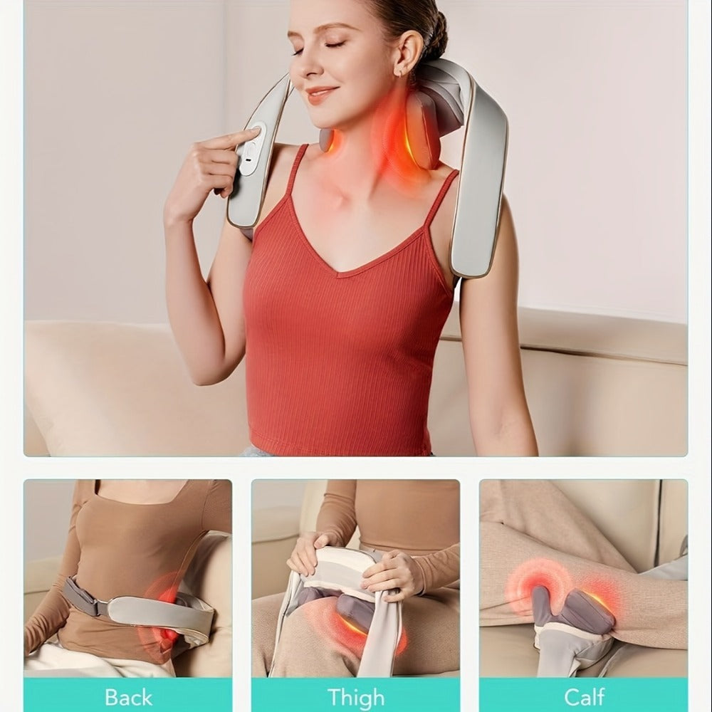 Neck Massager with Heat, 6D Shiatsu Cordless Deep Kneading Electric Massager for Neck, Shoulder, Back & Waist