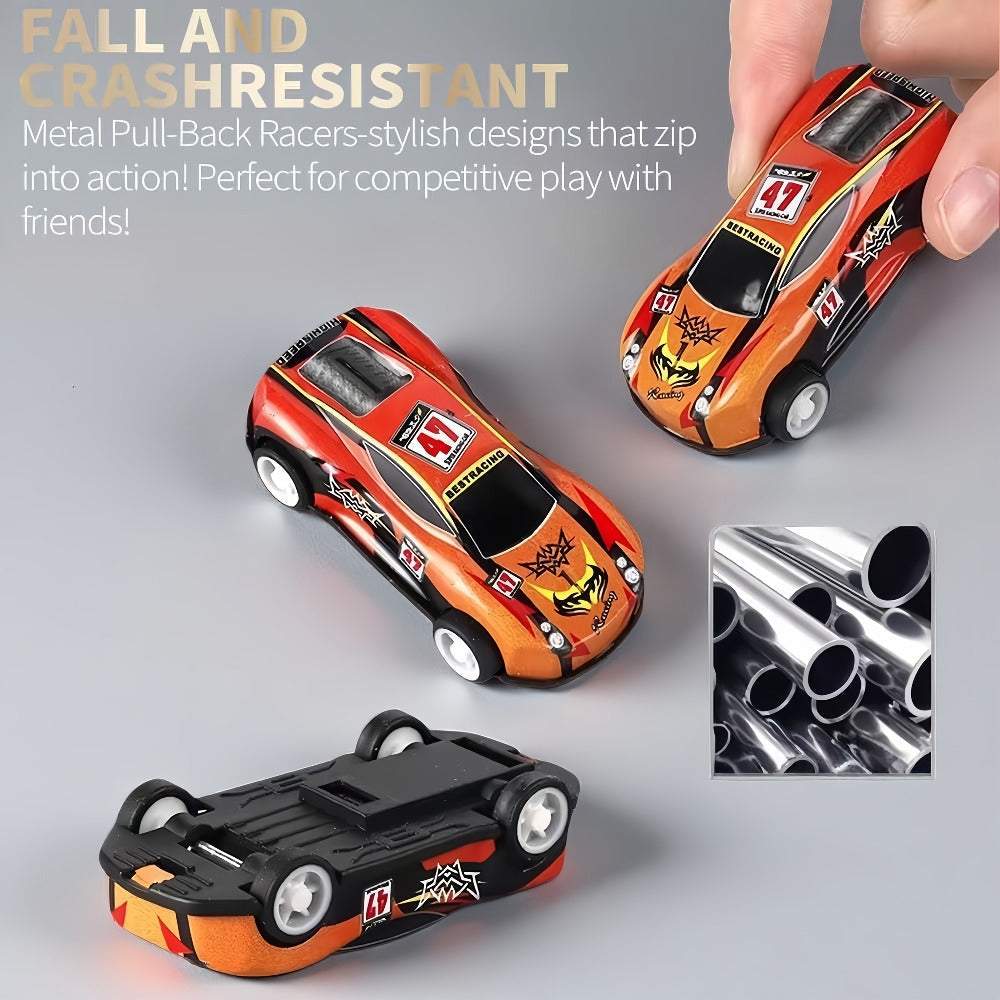 64 Pcs Pull Back Toy Car Set with City Map, Traffic Signs & Storage Box, 56 Mini Die-Cast Vehicles for Kids Boys Girls Ages 3+