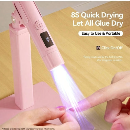 Rotating Stand LED Nail Lamp with Adjustable Stand Bracket, 45s/60s Timer Display and USB Power