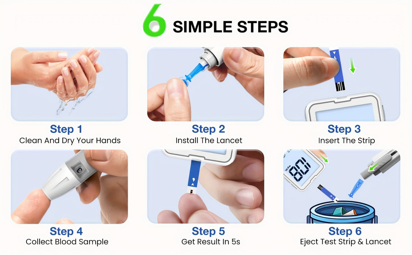 Blood Glucose Monitor Kit with 100 Test Strips & Lancets, Linksun Diabetes Testing Set, Large Display 448 Memory No Coding Glucometer