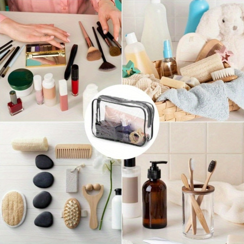 Clear PVC Makeup Bag Set 10 Pcs Transparent Waterproof Cosmetic Bags Reinforced Zipper TSA Approved Travel Toiletry Organizer See-Through