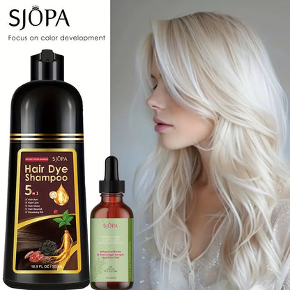 Hair Color Shampoo, SJOPA 5-in-1 16.9oz Bottle-and-Dropper Presentation with 12 Color Options