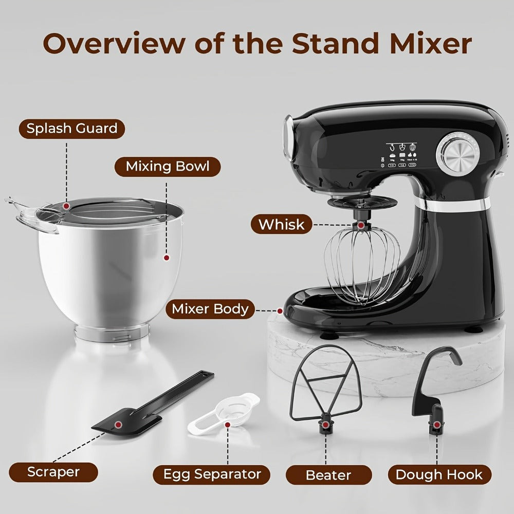 Bowl-Lift Stand Mixer 5.5 Qt 4-in-1 Electric Vertical Mixer 350W 12-Speed with Pulse for Entryways, Bedrooms and Living Spaces