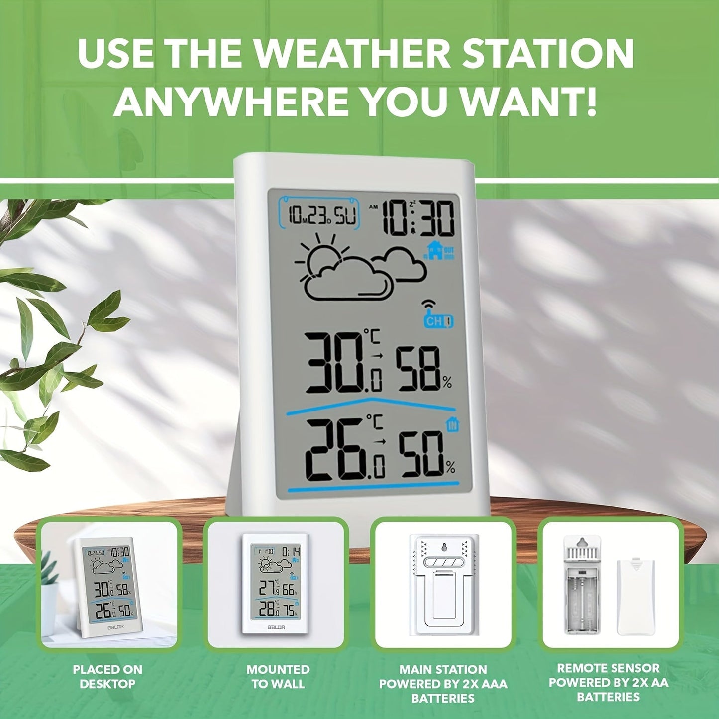 Home Weather Station | Wireless Indoor Outdoor Forecast Alarm Clock