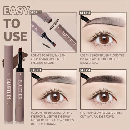Waterproof Eyebrow Pencil Dual Ended with Angled Tip Flat Tip & Spoolie Brush Smudge Proof Long Lasting Brow Definer for Women Gray Black