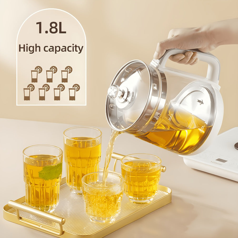 Multifunctional Electric Kettle 1.8L – Thick Glass Health Kettle with 18 Smart Functions, Boil Water, Make Coffee