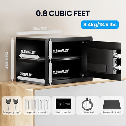 Fingerprint Safe Box with Password and Key Lock 0.3 0.8 1.13 1.71 Cu Ft Home Security Safe for Entryways, Bedrooms and Living Spaces
