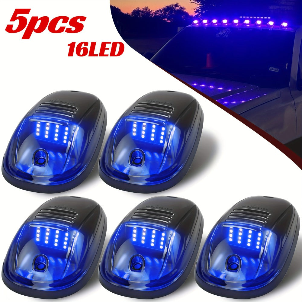 5pcs LED Cab Roof Marker Lights 16/24 LED 12V Super Bright UV-Resistant ABS Lens with Wiring Harness Kit for 2003-2018 Pickup Trucks 1500