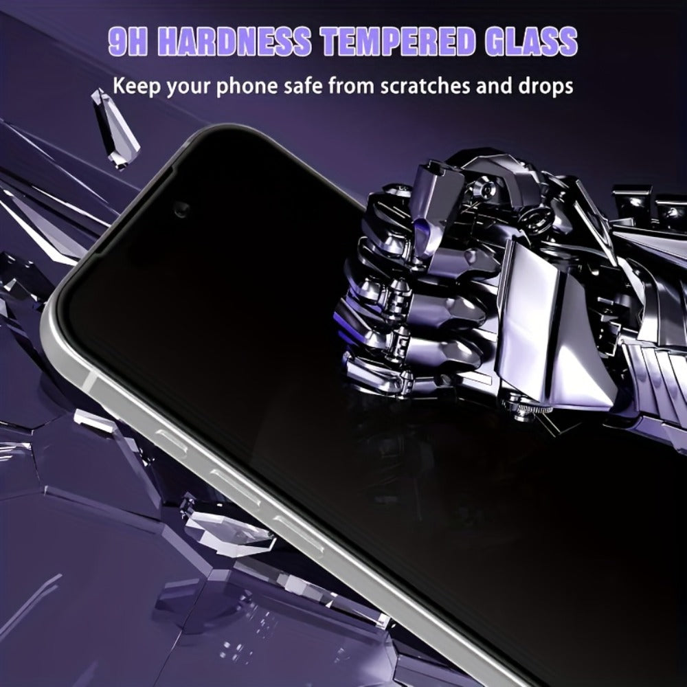 Anti-Spy Tempered Glass Screen Protector for iPhone – 9H Full Coverage Privacy Film, HD Blackout, Fingerprint Resistant, Face ID Compatible