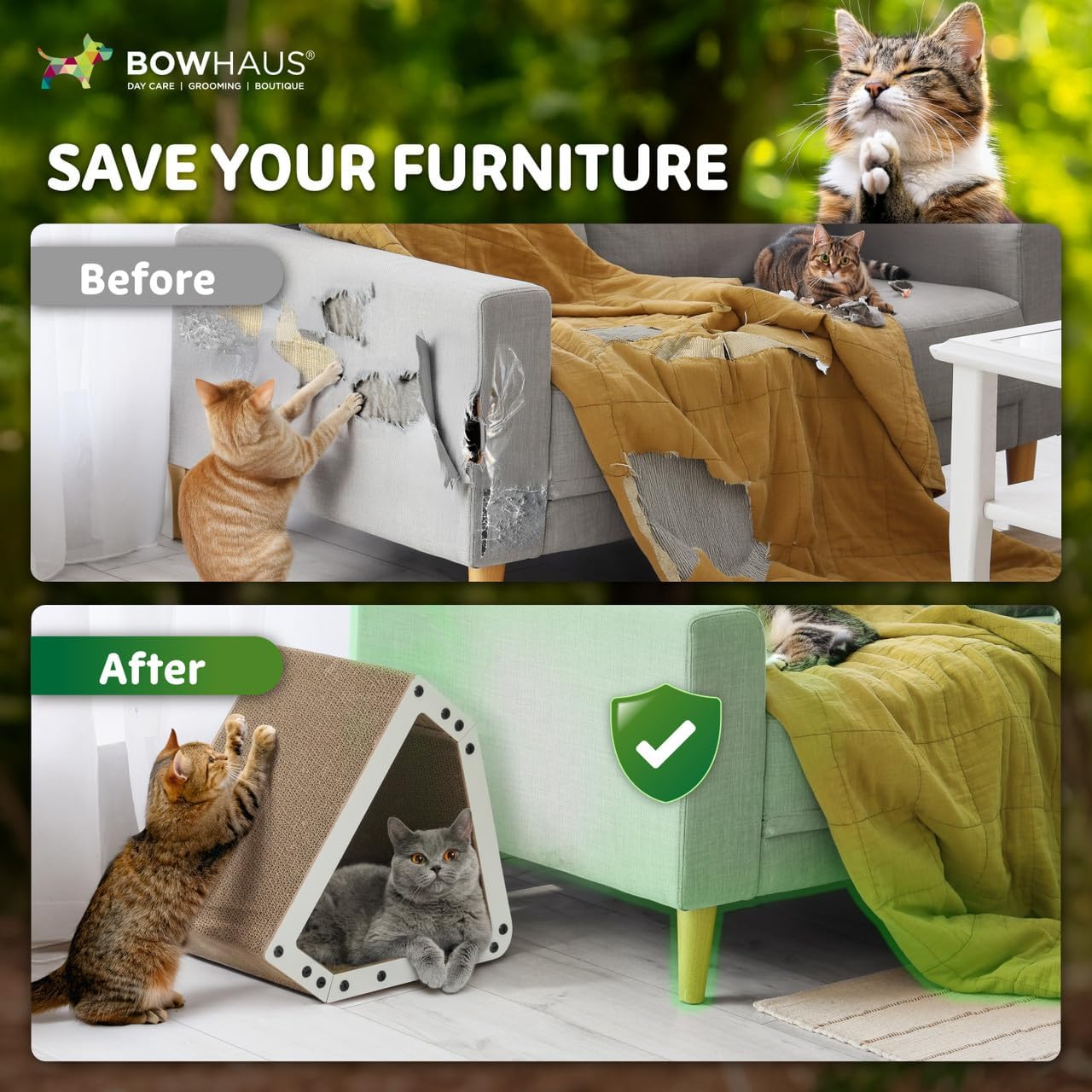 House Cat Scratcher Lounger Reversible Large Scratching Pad & Board for Indoor Cats – 5-Layer High-Density Cardboard 16x14x12 Inch Scratch