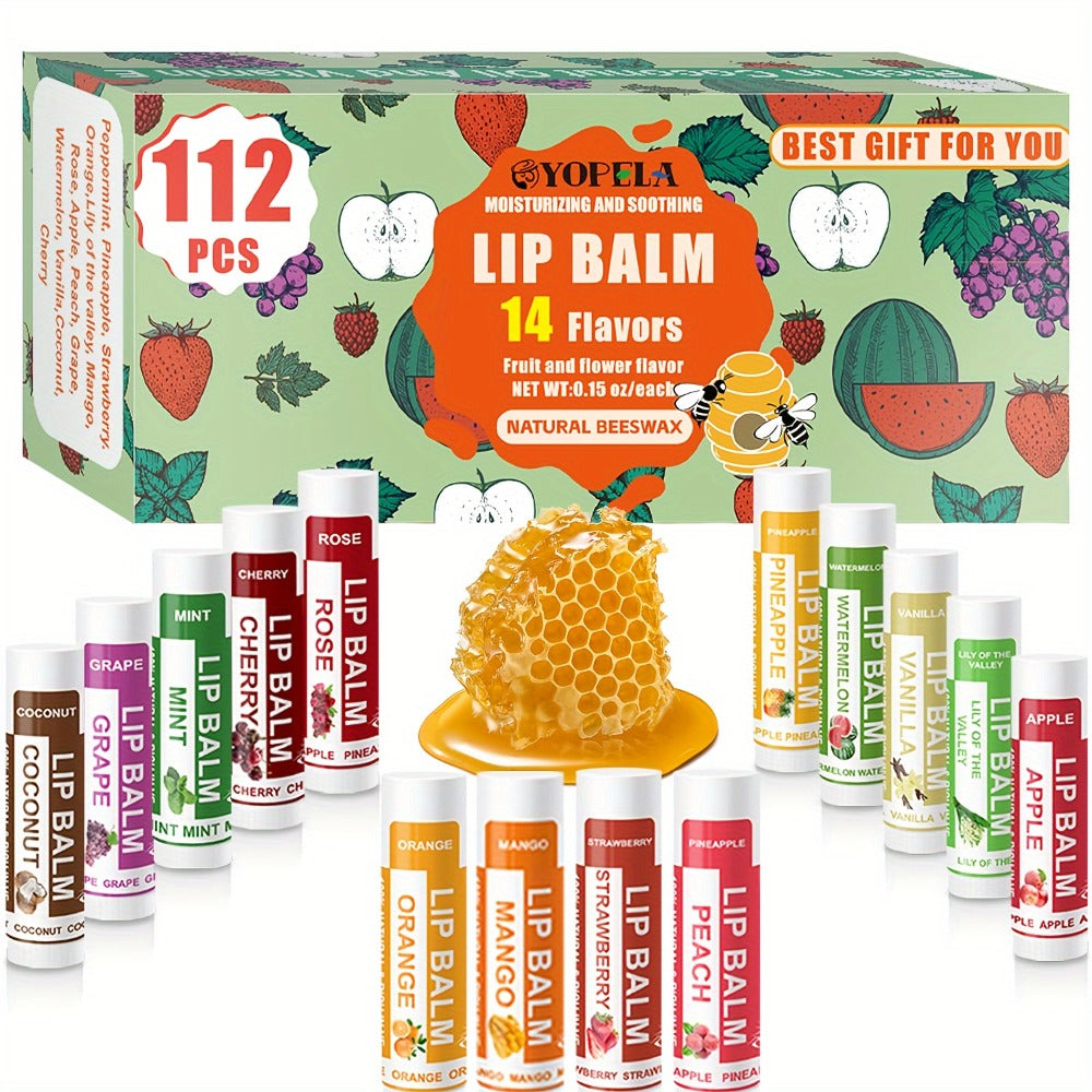 Lipstick Bulk Set 112pcs 14 Flavors - Lip Balm 0.15oz Mini Lipstick Assortment for Wedding for Makeup, Travel and Everyday Vanity Use