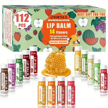 Lipstick Bulk Set 112pcs 14 Flavors - Lip Balm 0.15oz Mini Lipstick Assortment for Wedding for Makeup, Travel and Everyday Vanity Use