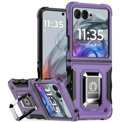 Phone Case Metal Ring Kickstand with TPU and PC Shell for Motorola Razr 2024 in Eight Colors