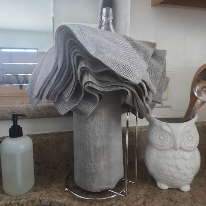 Microfiber Cleaning Cloths Reusable Paper Towel Roll Replacement – Washable Absorbent Tear-Away Dishcloths for Kitchen