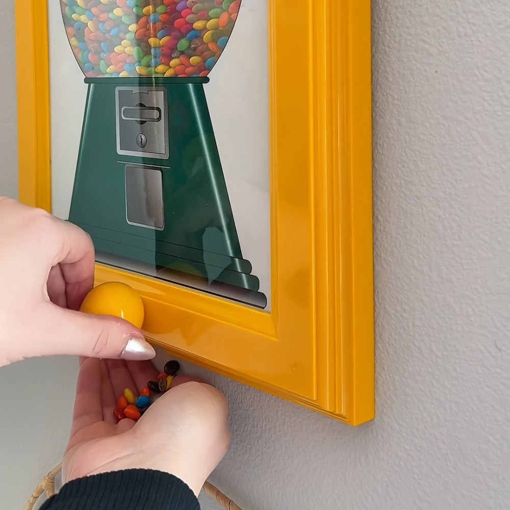 Wall Mounted Photo Frame Candy Dispenser with Shelf, Space Saving & Nut Storage Holder for Home Office Decor