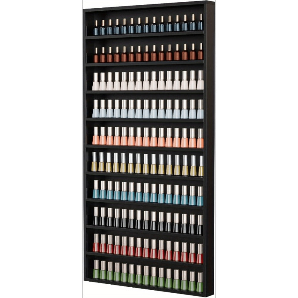 Wall Mount Nail Polish Rack Organizer 6 or 10 Tier with Acrylic Baffle Salon Display Shelf for Gel Polish