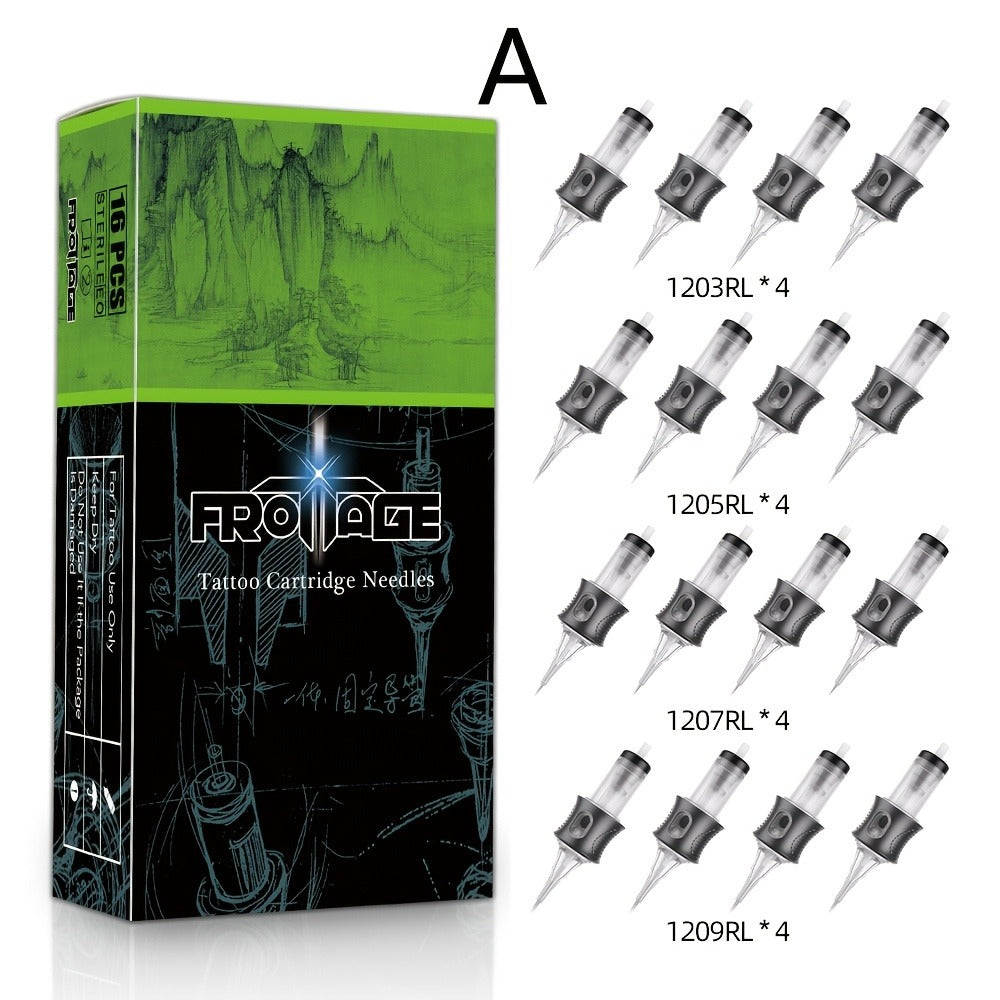 Tattoo Cartridge Needles with Froinage Label, 16-Piece Mixed Model Pack in Combination A or B