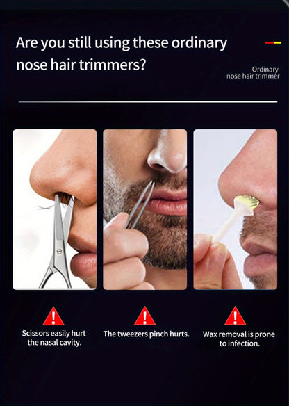 Nose Hair Trimmer Electric Painless 3-in-1 USB Rechargeable with LED Display – Trims Nose Ear Hair Eyebrows Waterproof Grooming Device