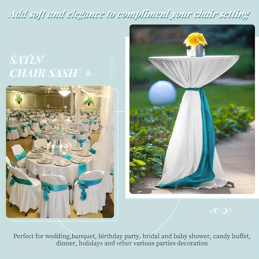 100pcs Satin Chair Sashes Bows for Wedding Banquet Party Event Decoration, 13 Colors, 18×275cm