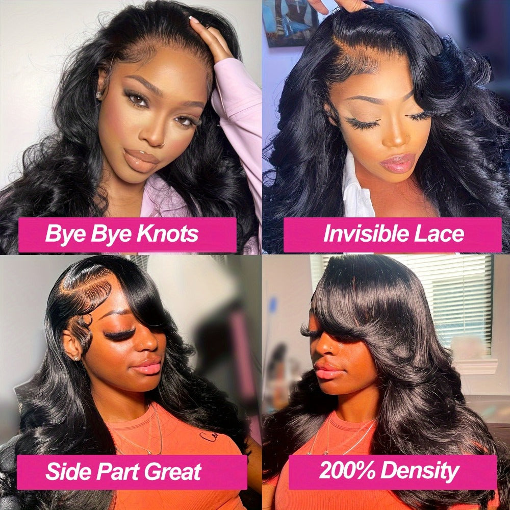 Body Wave Lace Front Wig 13x4 HD Transparent Lace 30 Inch Human Hair Glueless Bye Bye Knots Pre, for Home, Travel and Salon Hair Styling