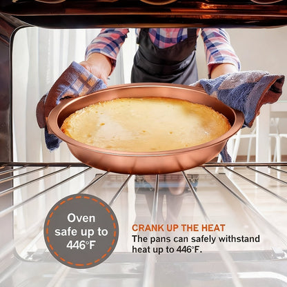 Nonstick Bakeware Pan Set, 8-Piece Carbon Steel Oven Baking Set with Cookie Sheet, 2 Round Cake Pans