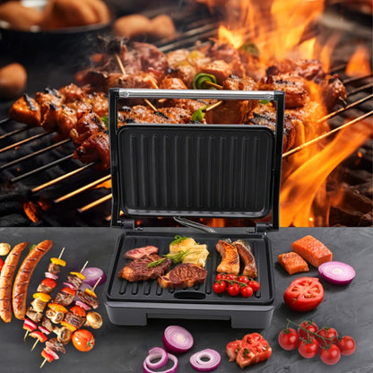 Electric Panini Press Grill Double-Sided Heating Sandwich Maker Waffle Iron Steak Grill Indoor for Grilling, Camping and Outdoor Meals