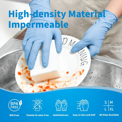 Blue Nitrile Disposable Gloves 5.5 Mil, Bulk Pack 101/201/501/1000 Count, Latex-Free Powder-Free Chemical Resistant Elastic Fit