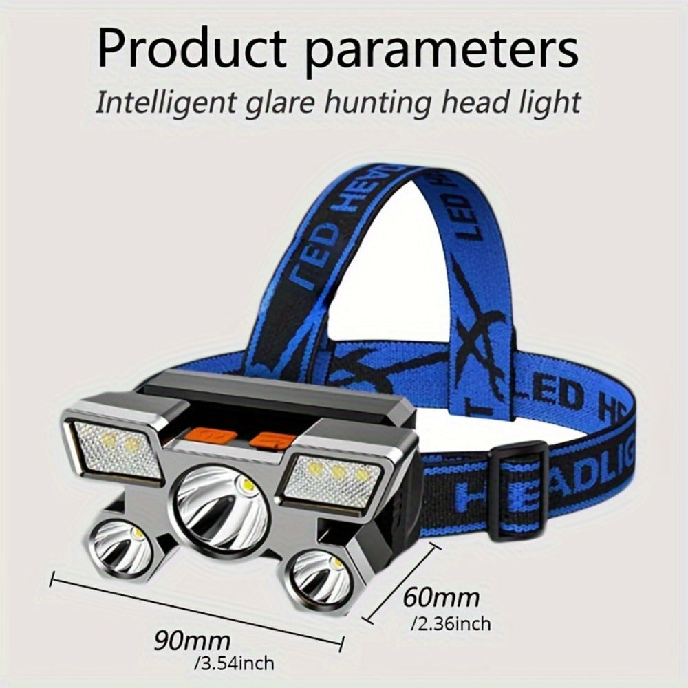 LED Headlamp 2 Pack USB Rechargeable, 5 LED Multi-Mode Head Flashlight for Entryways, Bedrooms and Living Spaces