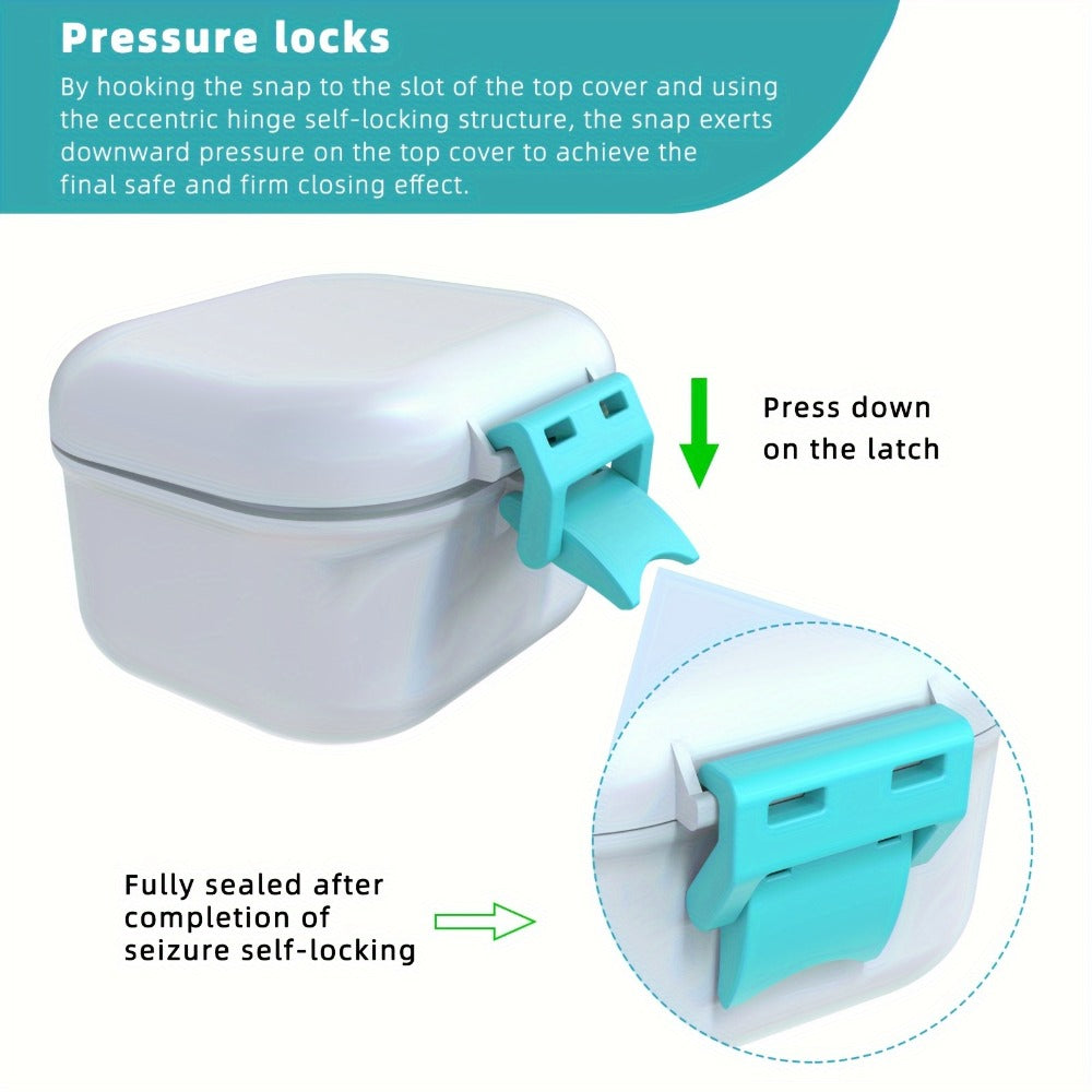 Denture Bath Case Leak-Proof with Drainage Basket Silicone Ring Safety Buckle Portable Travel for an Everyday Personal Care Routine