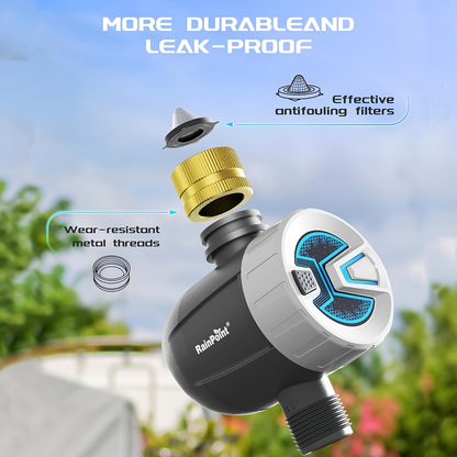 WiFi Garden Watering Timer with Brass Inlet, App & Voice Control, Automatic Irrigation System