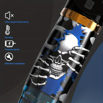 Cordless Tattoo Kit with 1100mAh Skeleton Rotary Pen, 10 Cartridge Needles, 7 Inks and Two Colors