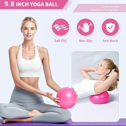 Pink 13-Piece Pilates Ring and Resistance Band Set with Ball, Socks, Straps and Drawstring Bag