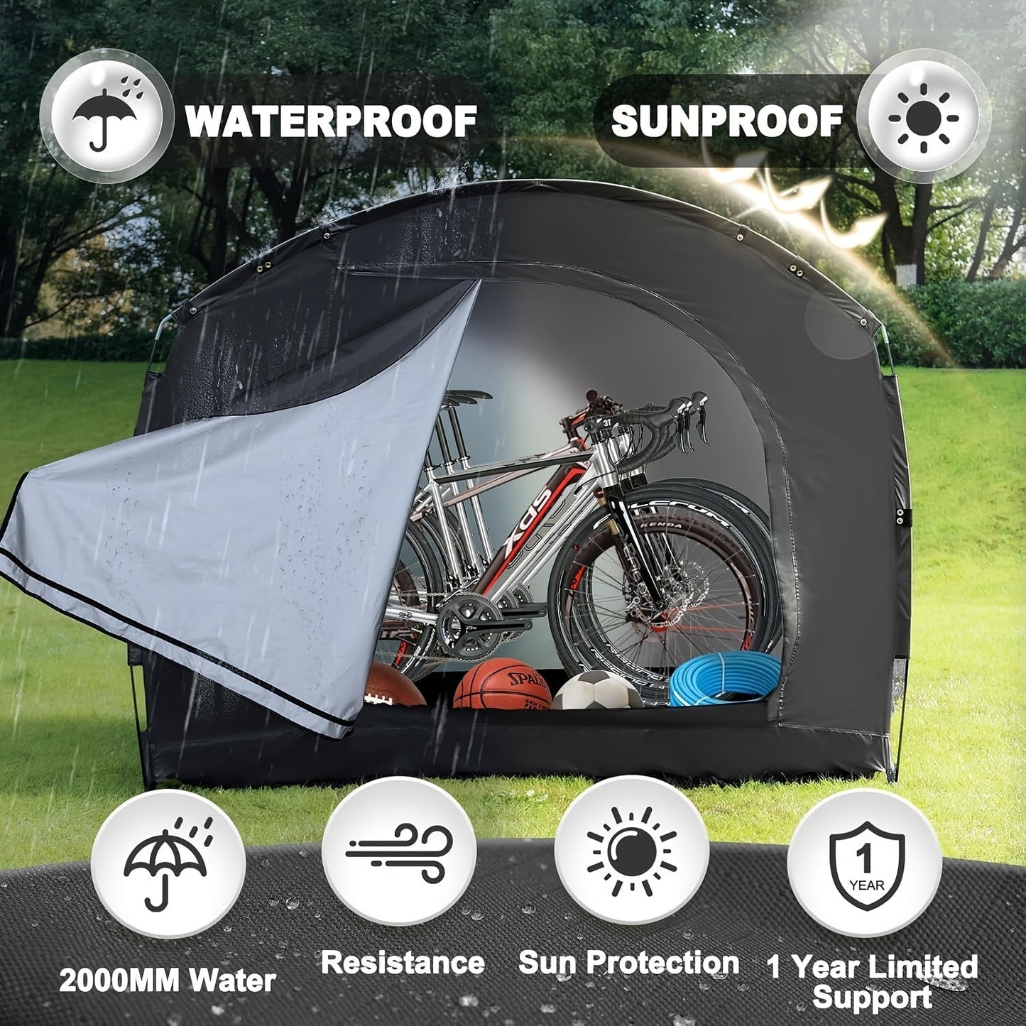 Outdoor Storage Tent Waterproof 230D Oxford Cloth PU4000 Portable Backyard Shed