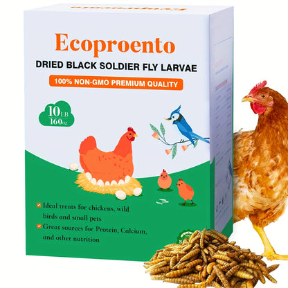 Non-GMO Dried Black Soldier Fly Larvae 5LB & 10LB – 85X More Calcium Than Mealworms, High Protein BSFL Treats for Chickens, Ducks