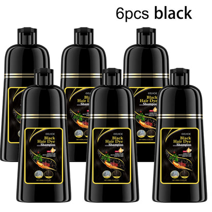 Hair Color Shampoo, EELHOE 3-in-1 Six-Bottle 3.38oz Set in Black, Brown or Mixed Color Packs