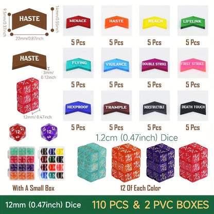 MTG Counter Dice Set 110pcs with the Listed Color, Size or Set Options for Everyday Use, with the Listed Configuration