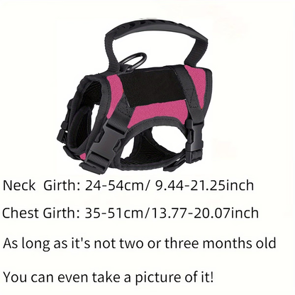 Cat Tactical Vest Harness Adjustable 600D Chest Strap for Cats & Puppies – Escape-Proof Training Vest Harness in Black Khaki Red Rose Red
