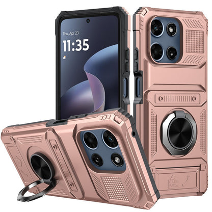 Phone Case Magnetic Metal Kickstand with layered Shell for Motorola Moto G 5G 2025 with Model-Specific Cutouts and Color Choices