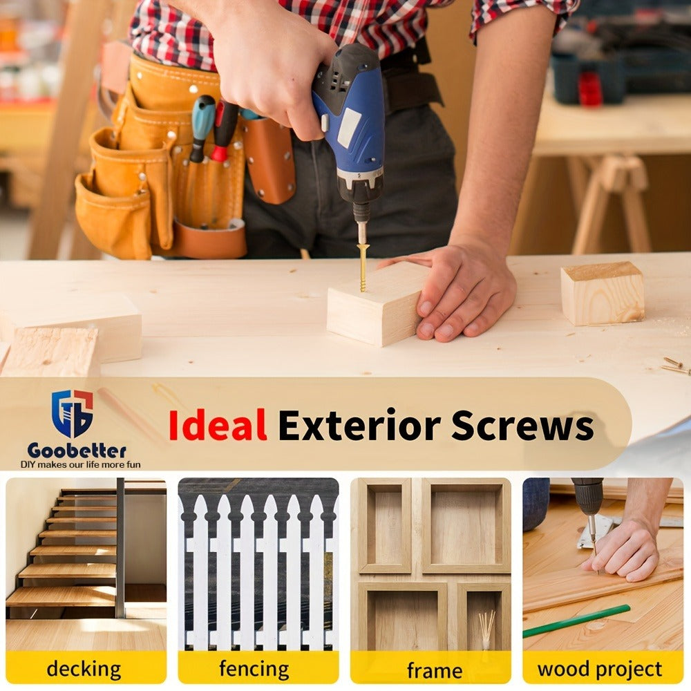 400pcs #10 x 3-1/2" Torx Wood Screws Yellow Ceramic Coating for Entryways, Bedrooms and Living Spaces