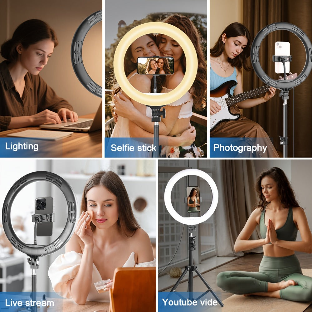 10- or 12-Inch LED Ring Light with Desktop, 43-Inch or 63-Inch Stand and Seven Checkout Options