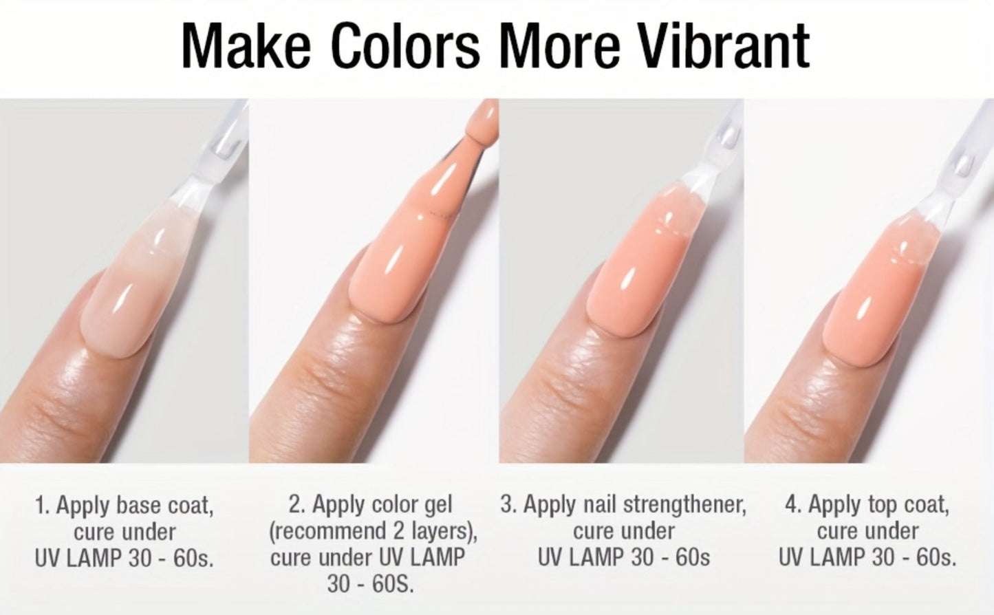 Gel Nail Polish 4-Piece Base and Top Coat Set with Glossy, Matte, Base and Strengthener Gels for UV/LED Soak-Off Use