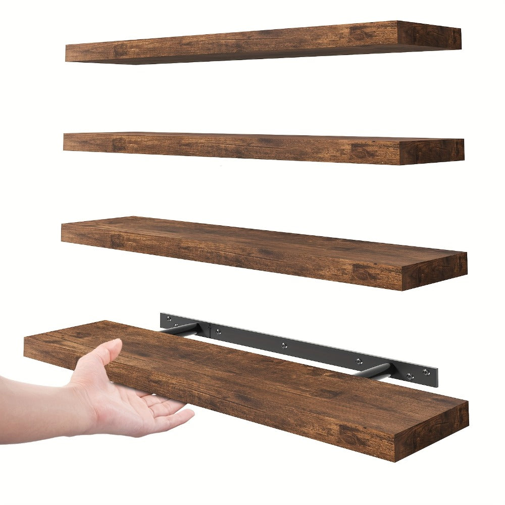 Floating Shelves Wall Mounted Set of 4 – 22 Inch Wall Shelves with Invisible Brackets for Bathroom Living Room Bedroom Kitchen Decor
