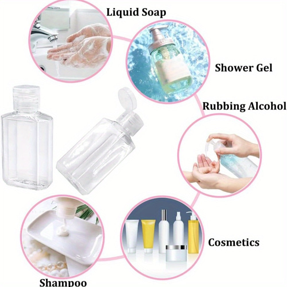 TSA Approved Travel Bottles 2oz Flip Cap 40 Pack Clear Plastic Refillable Squeeze Containers for Hand Sanitizer Shampoo Conditioner Soap