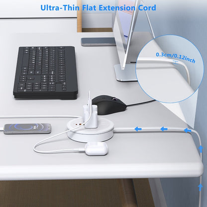 Power Strip Retractable Two-Pack with 3 AC Outlets, 1 USB-A, 2 USB-C, 4-Foot Cord and Flat Plug