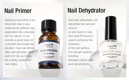 Gel Nail Dehydrator & Primer Kit 4-Piece – Nail Prep Dehydrator, Bonding Primer, Gel Base Coat & Top Coat for Long-Lasting Chip-Free Gel