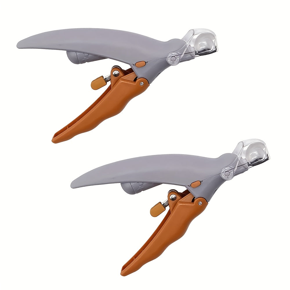 LED Pet Nail Clipper Set, Two Orange-and-Gray Hand Tools with Built-In Lights and Non-Slip Handles