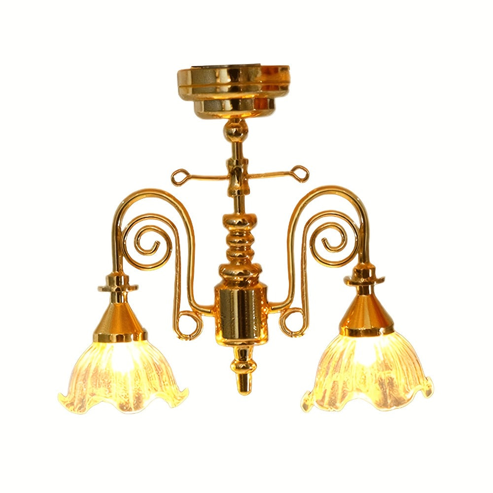 Miniature LED Chandelier Ceiling Lamp Dollhouse Working Light 1:12 Scale with the Listed Color, Size or Set Options for Everyday Use