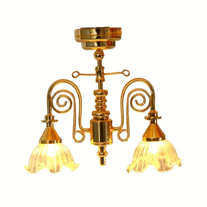 Miniature LED Chandelier Ceiling Lamp Dollhouse Working Light 1:12 Scale with the Listed Color, Size or Set Options for Everyday Use