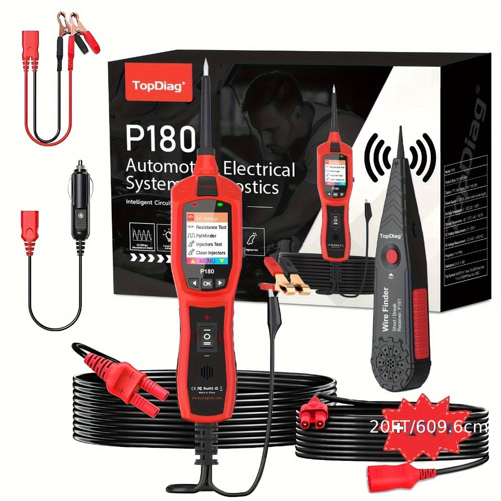 Automotive Circuit Tester P180 Multimeter, Breakpoint Localization Battery Diagnosis AC DC Voltage Fuel Injector Tester 6-30V